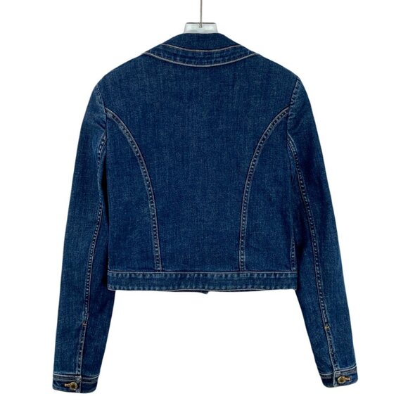 Louis Vuitton Womens Dark Blue Denim Jacket W/ Gold Button & LV Badge - Picture 8 of 8